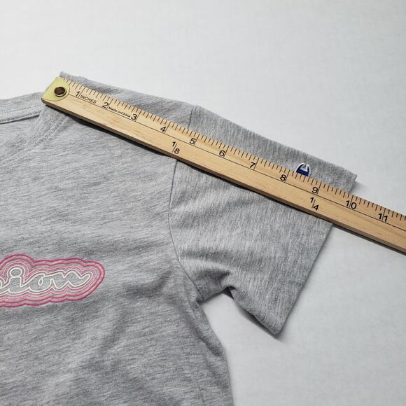 Champion T-Shirt Dress Girls Small Gray Athletic Casual Short Sleeve Crew Neck - Picture 6 of 11